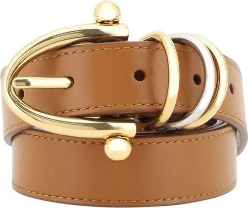 Beige Calf Leather Bos Taurus Regular Belt