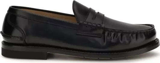 Black Calf Leather Bos Taurus Slip-On Loafers