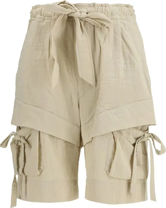 Beige Viscose Bermuda Shorts