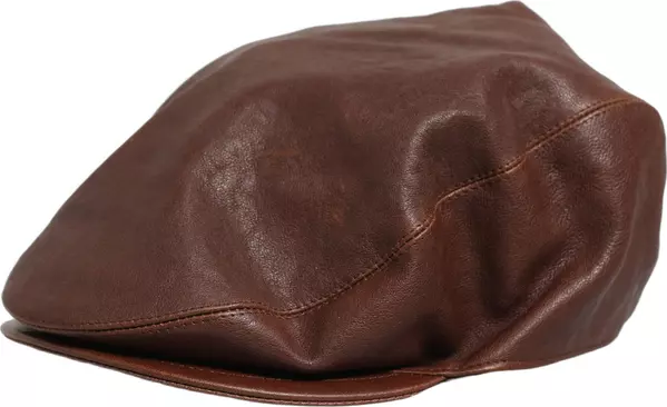 Men Brown Lamb Leather Newsboy Cloth Capello Hat