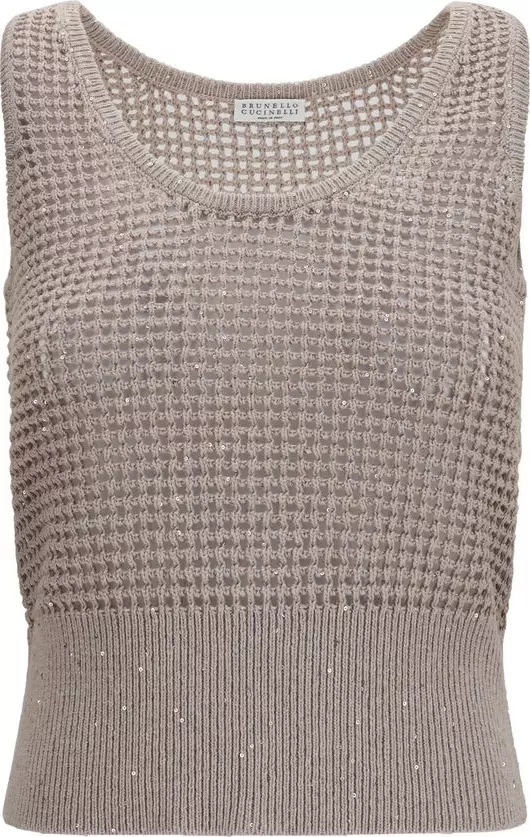 Beige Cotton Tank Tops