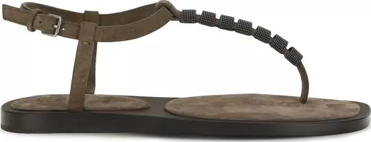 Brown Calf Leather Bos Taurus Flat Sandals