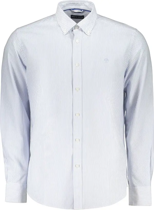Azzurro Cotton Men Shirt with Long Sleeves and Button-Down Collar