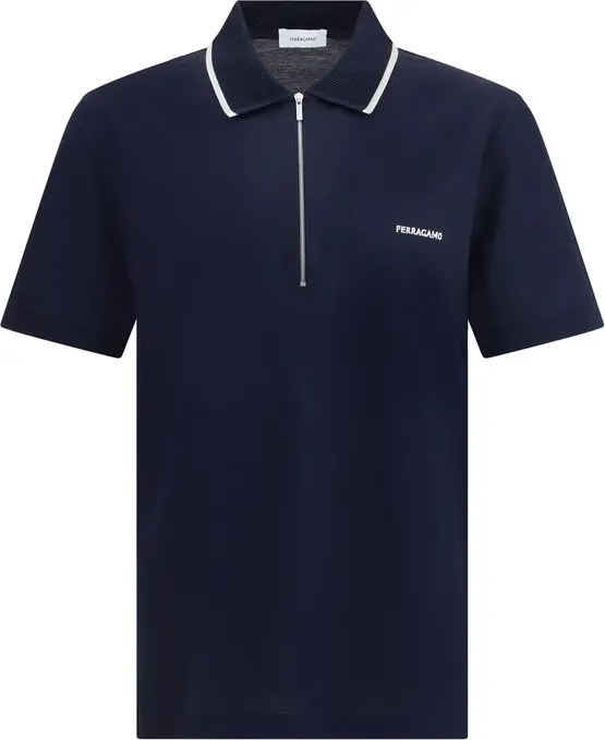Blue Cotton Polo Shirt