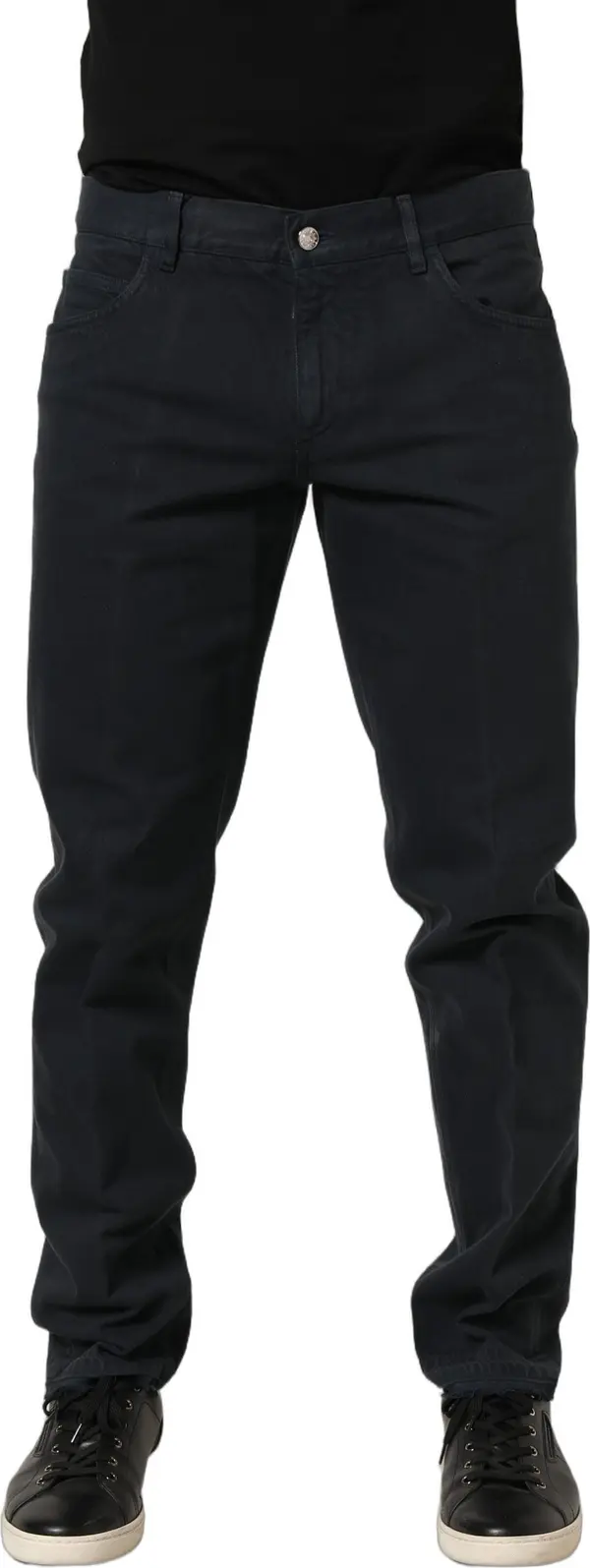 Black Cotton Mid Waist Skinny Men Denim Jeans