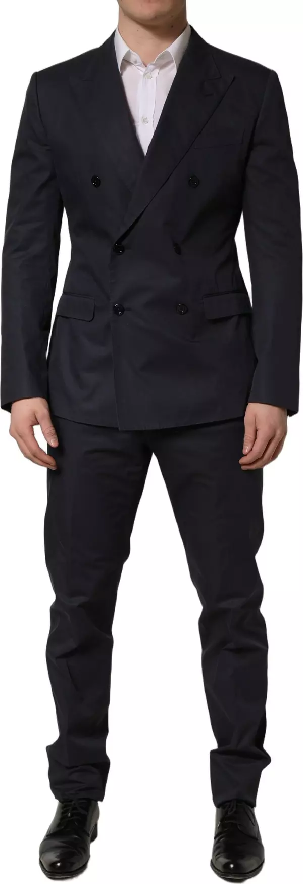 Blue Cotton Slim Fit Formal 2 Piece Men Suit