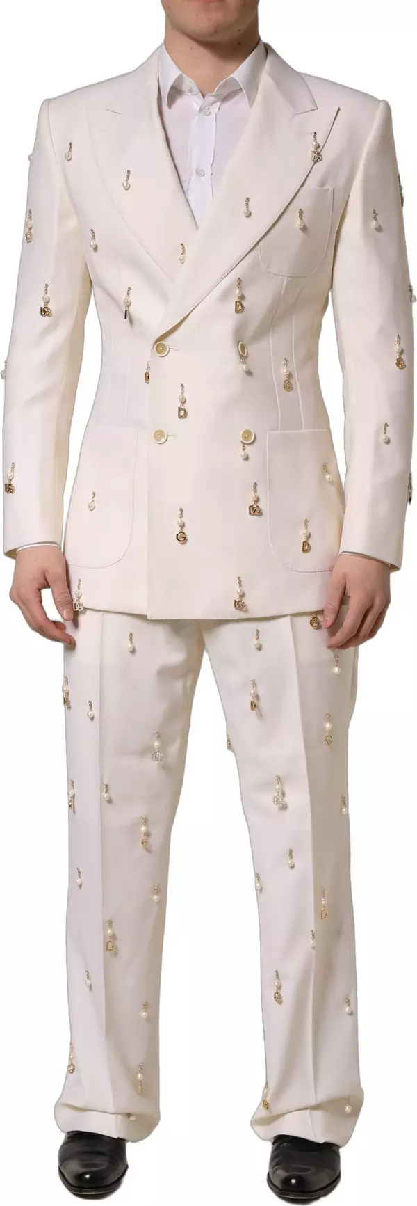 White Wool Slim Fit Formal 2 Piece Men Suit
