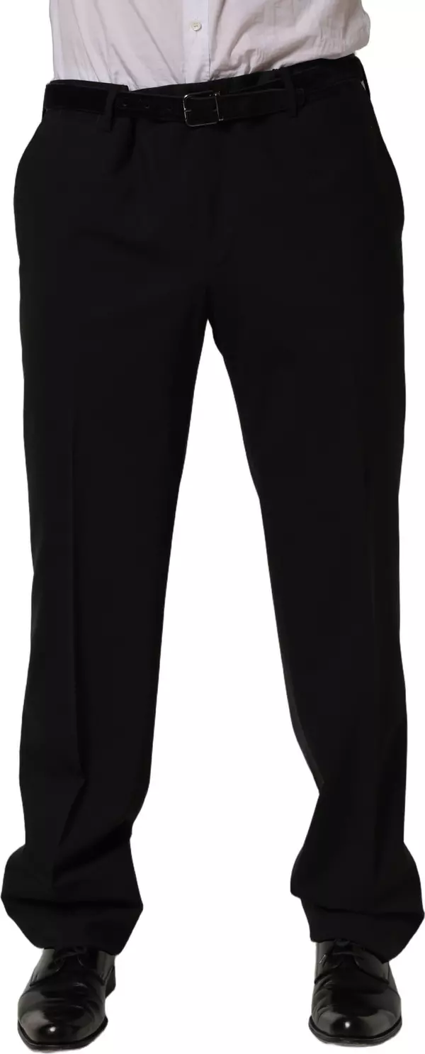 Black Wool Tapered Leg Dress Trouser Pants