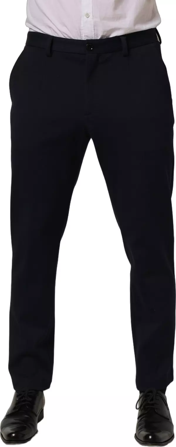 Black Cotton Tapered Leg Dress Trouser Pants