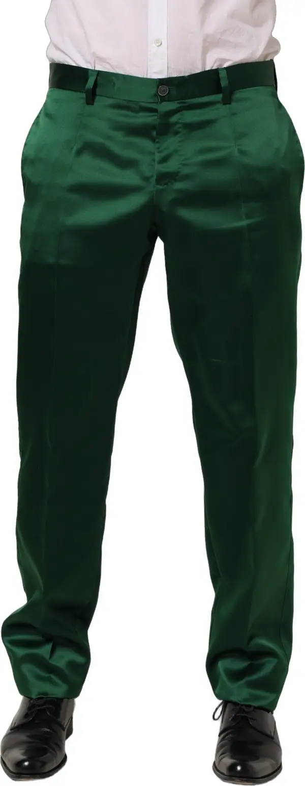 Dark Green Tapered Leg Dress Trouser Pants
