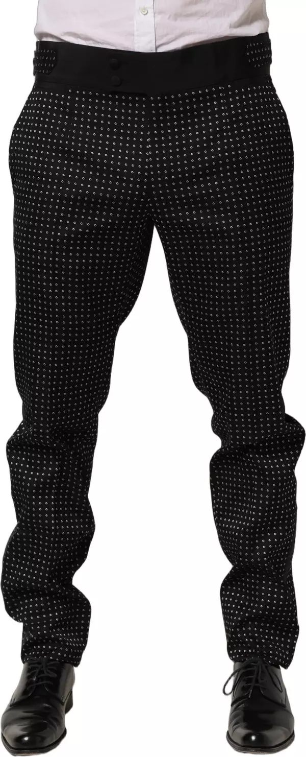 Black Polka Dot Cotton Dress Trouser Pants