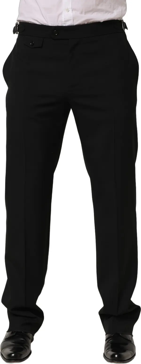 Black Tapered Leg Men Dress Trouser Pants