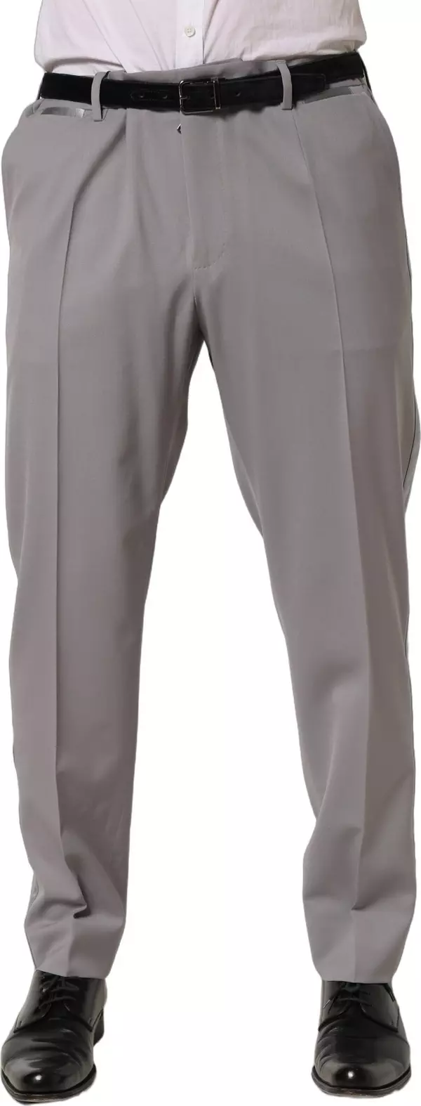 Gray Wool Tapered Men Dress Trouser Pants