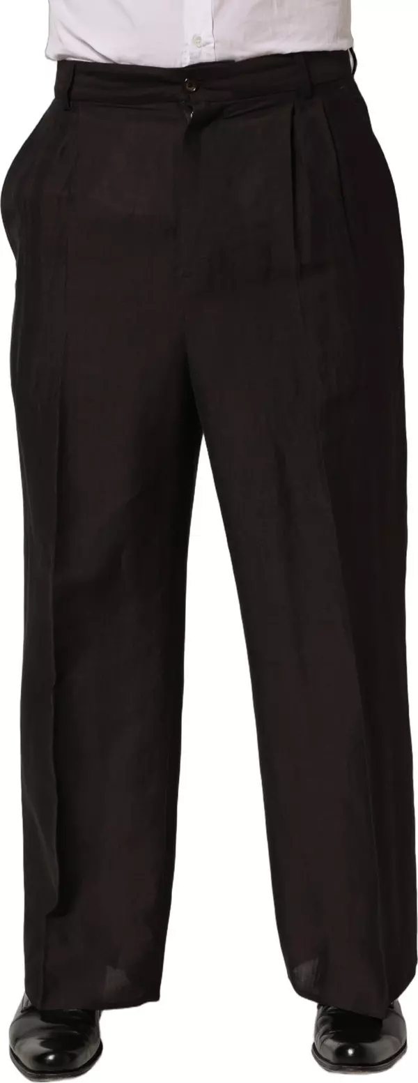 Brown Linen Straight Men Dress Trouser Pants