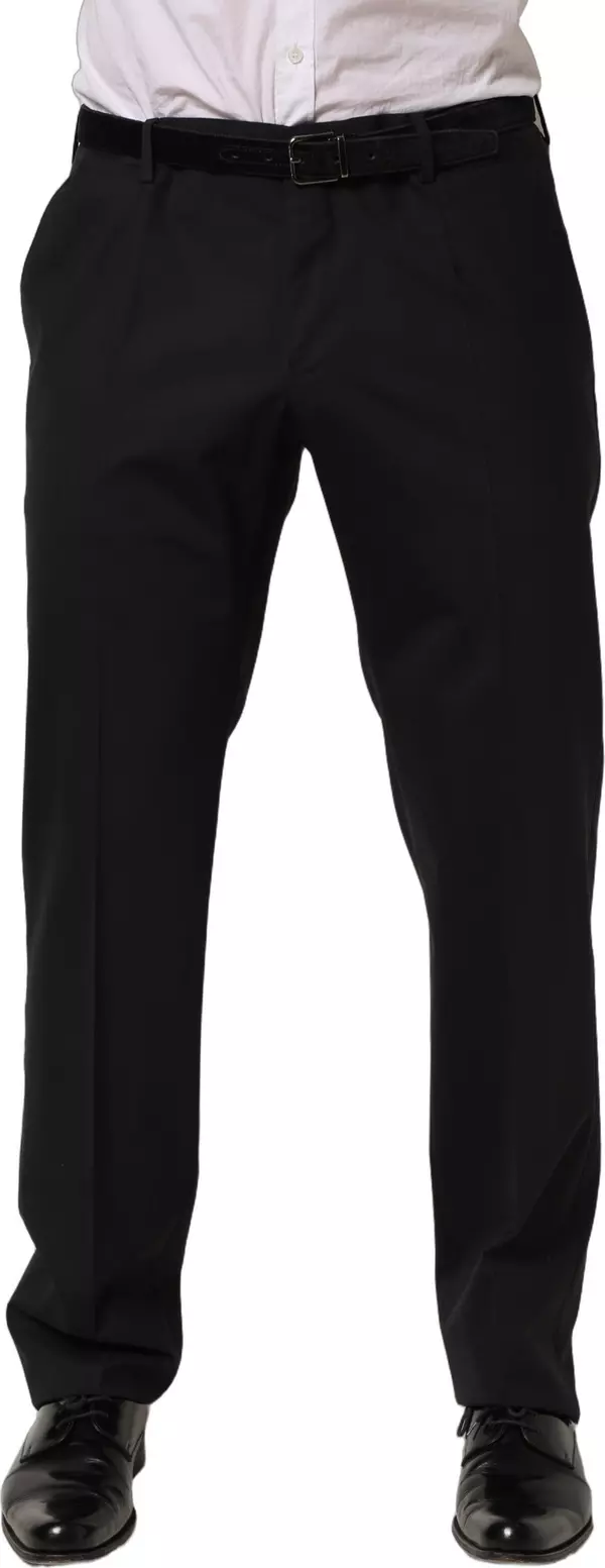 Black Wool Tapered Leg Dress Trouser Pants