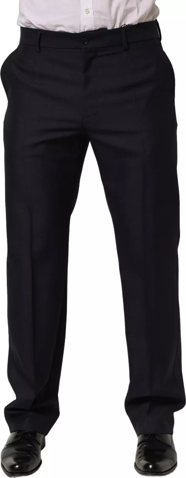 Black Wool Tapered Leg Dress Trouser Pants