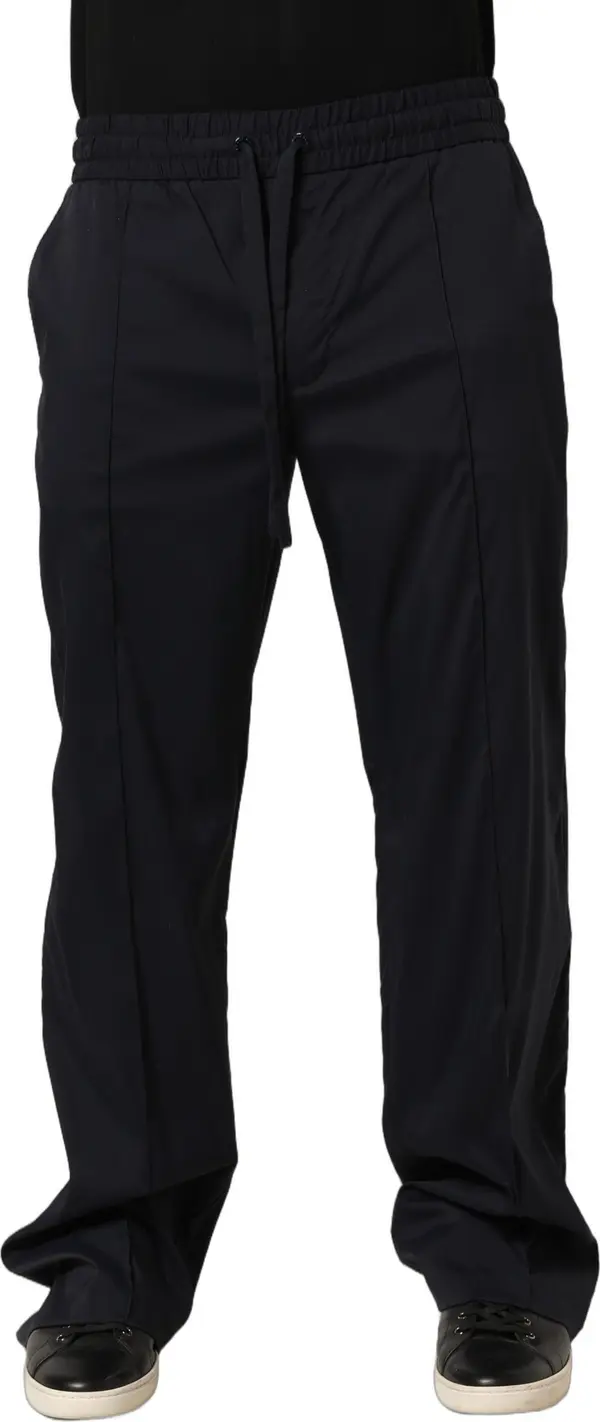 Black Nylon Straight Jogger Sweatpants Pants