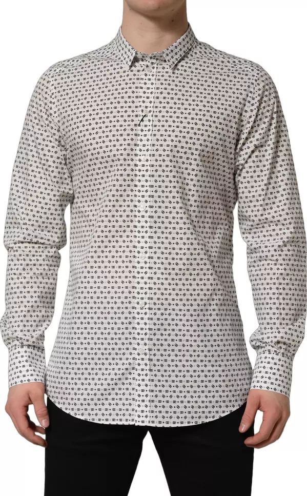 White Logo GOLD Long Sleeves Dress Shirt