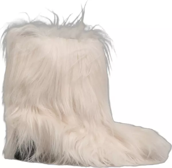 White Faux Fur Mid Calf Men Boots Shoes