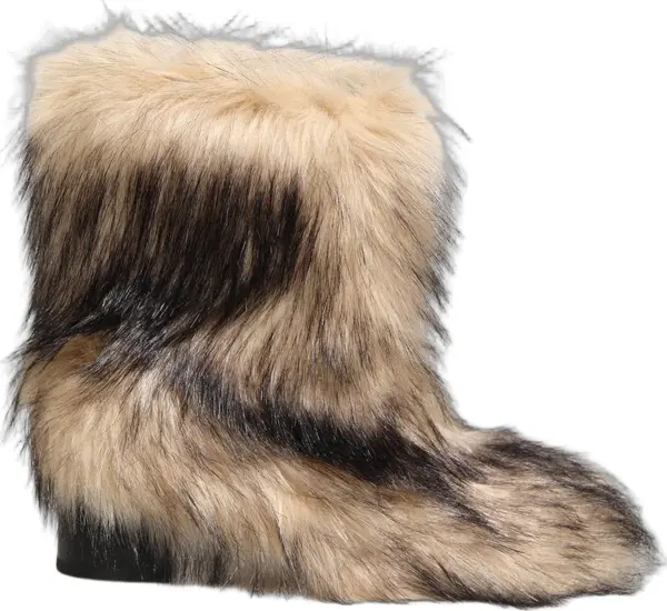 Brown Faux Fur Mid Calf Men Boots Shoes