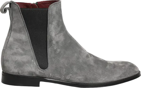 Gray Suede Leather Chelsea Boots Shoes