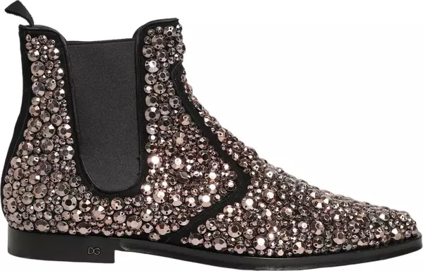 Silver Embellished Chelsea Ankle Boots Shoes