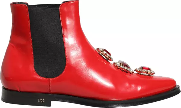 Red Embellished Chelsea Men Ankle Boots Shoes