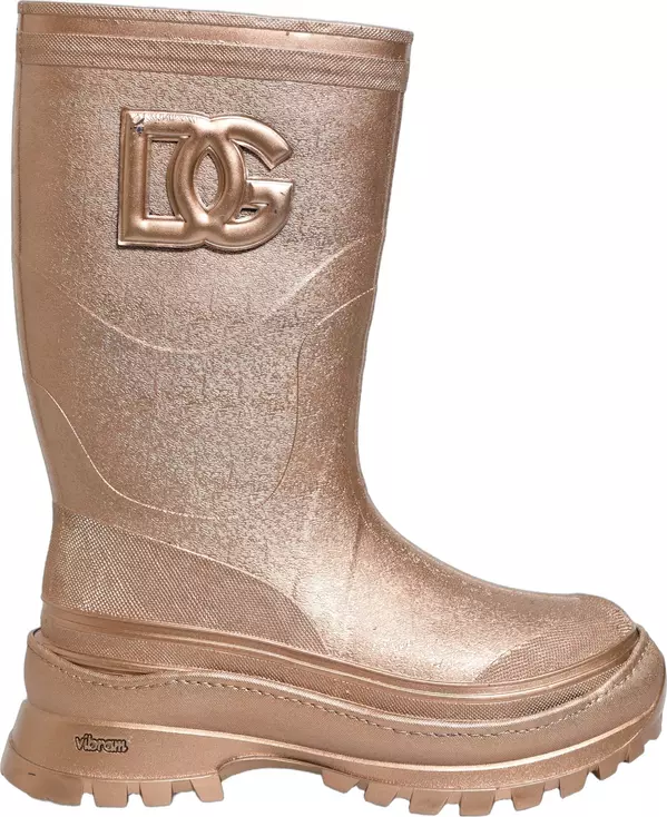 Rose Gold PVC Pull On Rain Boots Men Shoes