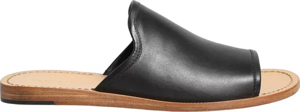 Brown Leather Slides Sandals Flats Men Shoes