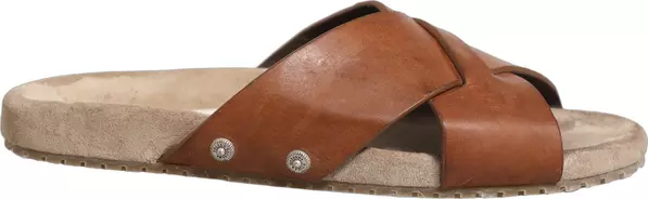 Brown Calf Leather Slides Sandals Shoes