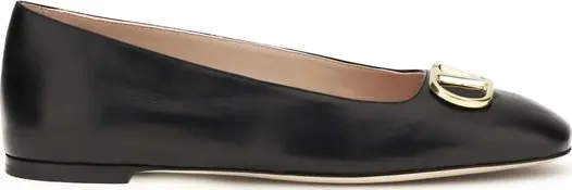 Black Calf Leather Bos Taurus Ballet Flats