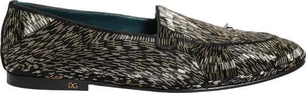 Black Silver Embellished Dress Loafers Shoes