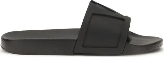 Black Rubber Flat Sandals