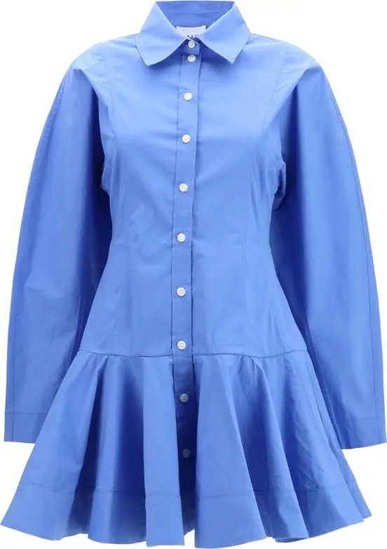 Blue Cotton Casual Dress