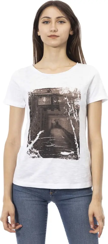 White Cotton Women T-Shirt