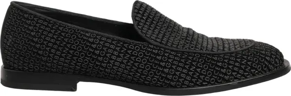 Black Logo Monogram Men Dress Loafers Shoes