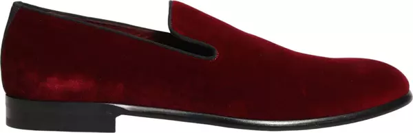Maroon Velvet Slip On Men Dress Loafers Shoes
