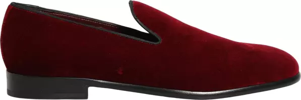 Maroon Velvet Slip On Dress Loafers Shoes