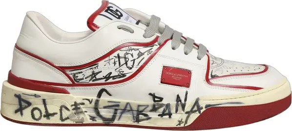 White Red New Roma Graffiti Sneakers Shoes