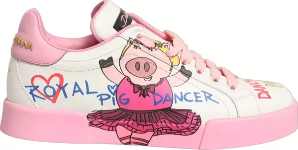 White Pink Portofino Royal Pig Sneakers Shoes