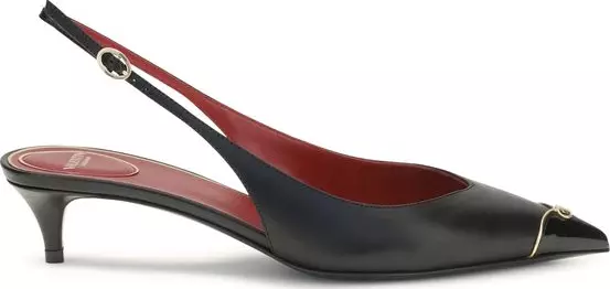 Black Calf Leather Bos Taurus Mid Heel Pumps