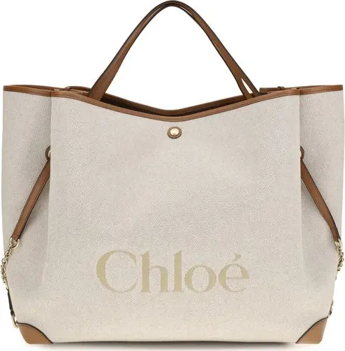Beige Cotton Shoulder Bag