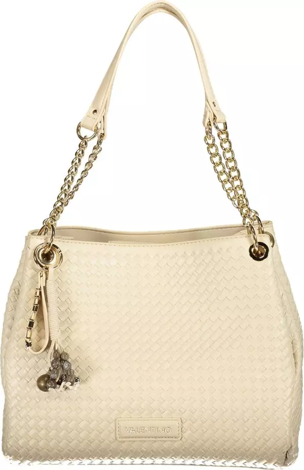 Beige Polyurethane Women's Bag with Adjustable and Removable Strap
