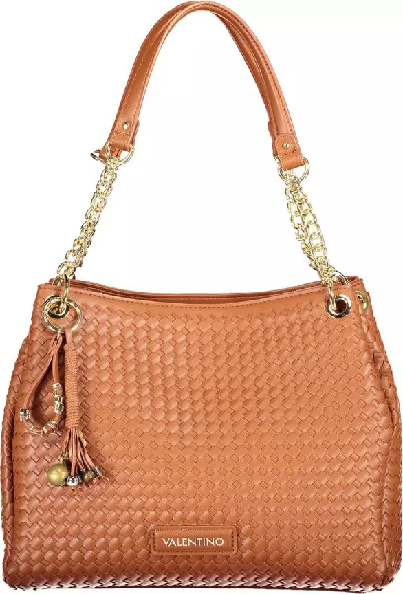 Brown Polyurethane Women Bag With Shoulder Handles