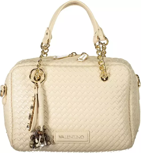 Beige Polyurethane Womens Bag