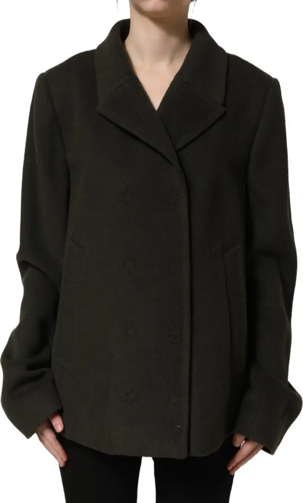 Dark Green Double Breasted Peacoat Jacket