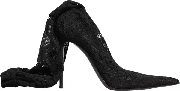 Black Taormina Lace Socks Boots Pumps Shoes