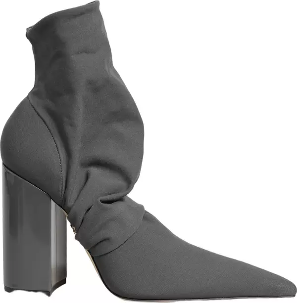 Gray Stretch Socks Heels Ankle Boots Shoes