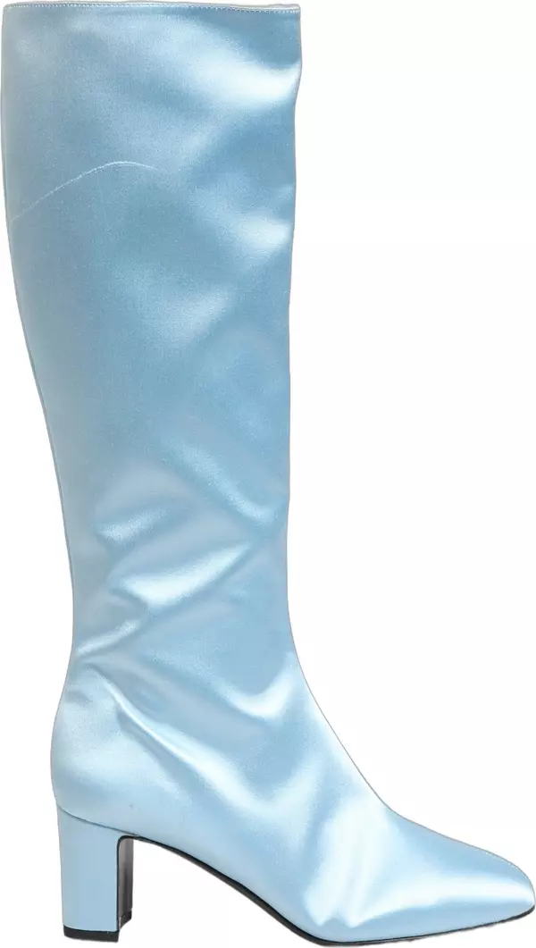 Light Blue Satin Knee High Boots Shoes