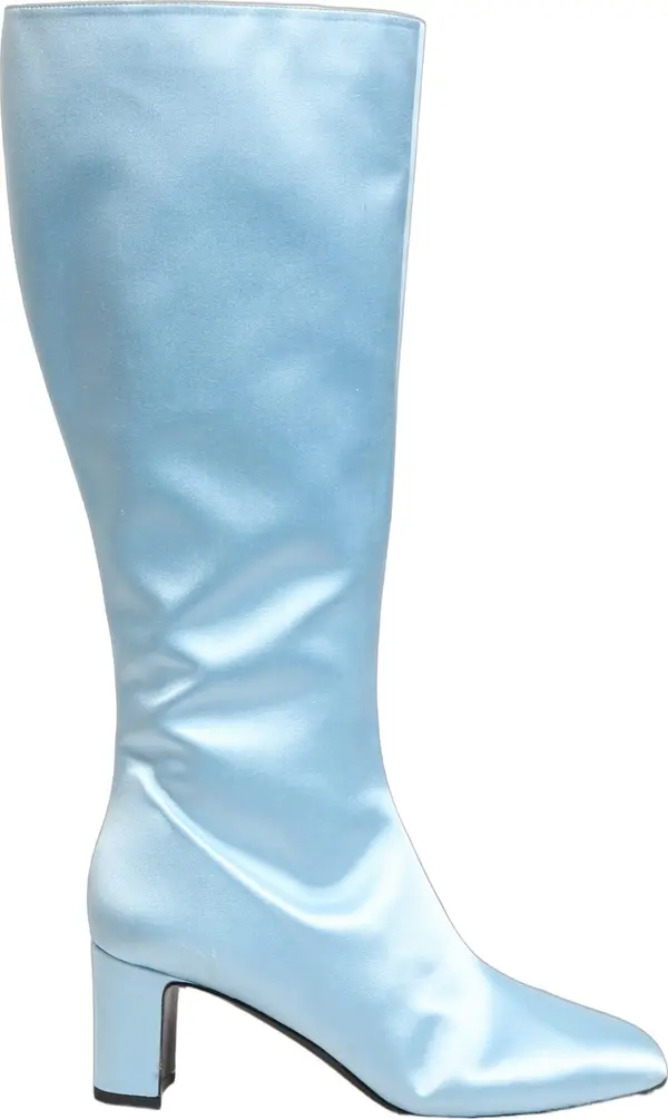 Light Blue Satin Knee High Boots Shoes